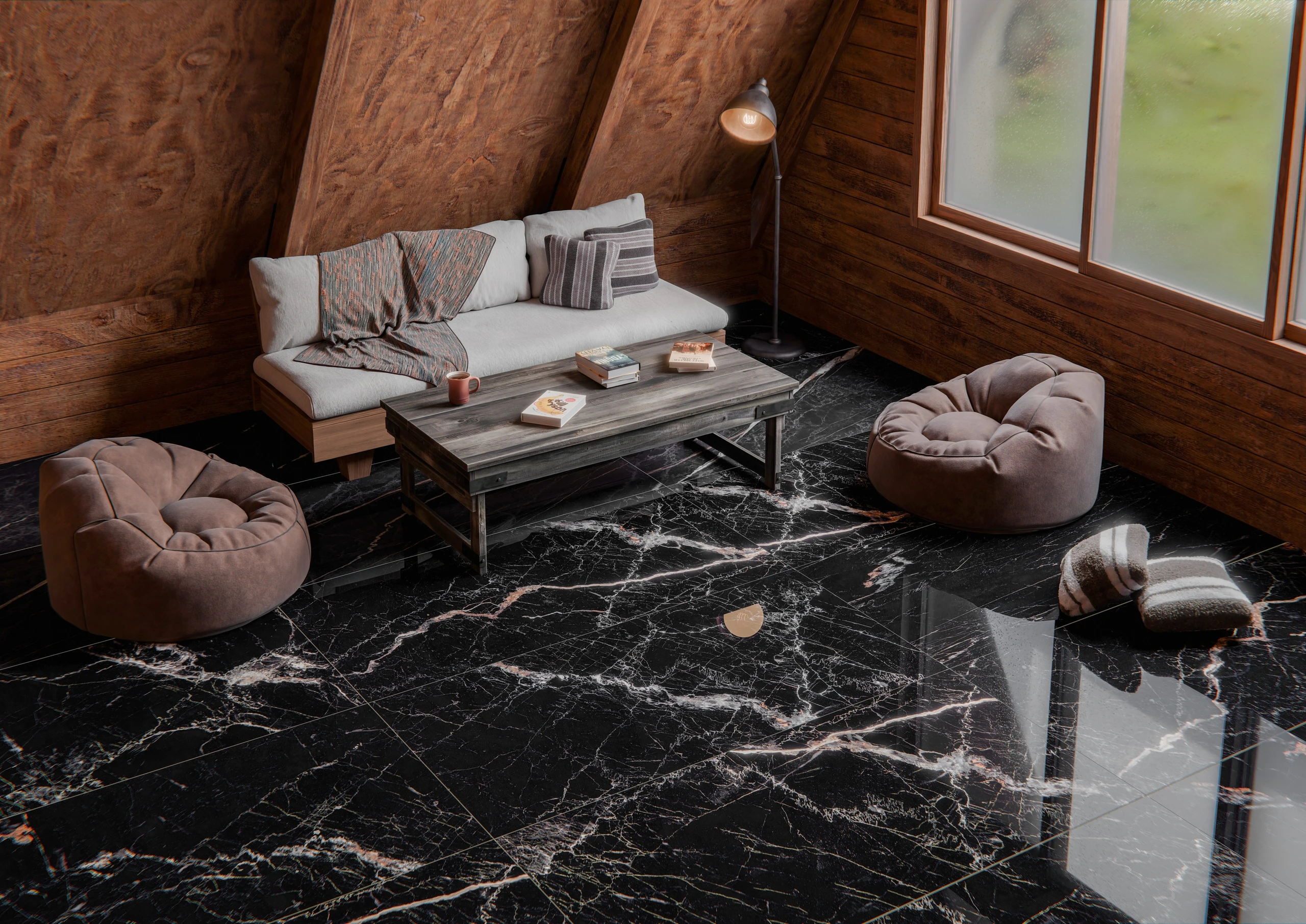 Galaxy Black - Premium High Gloss finish Dark Marble ceramic tiles - Sez Industries