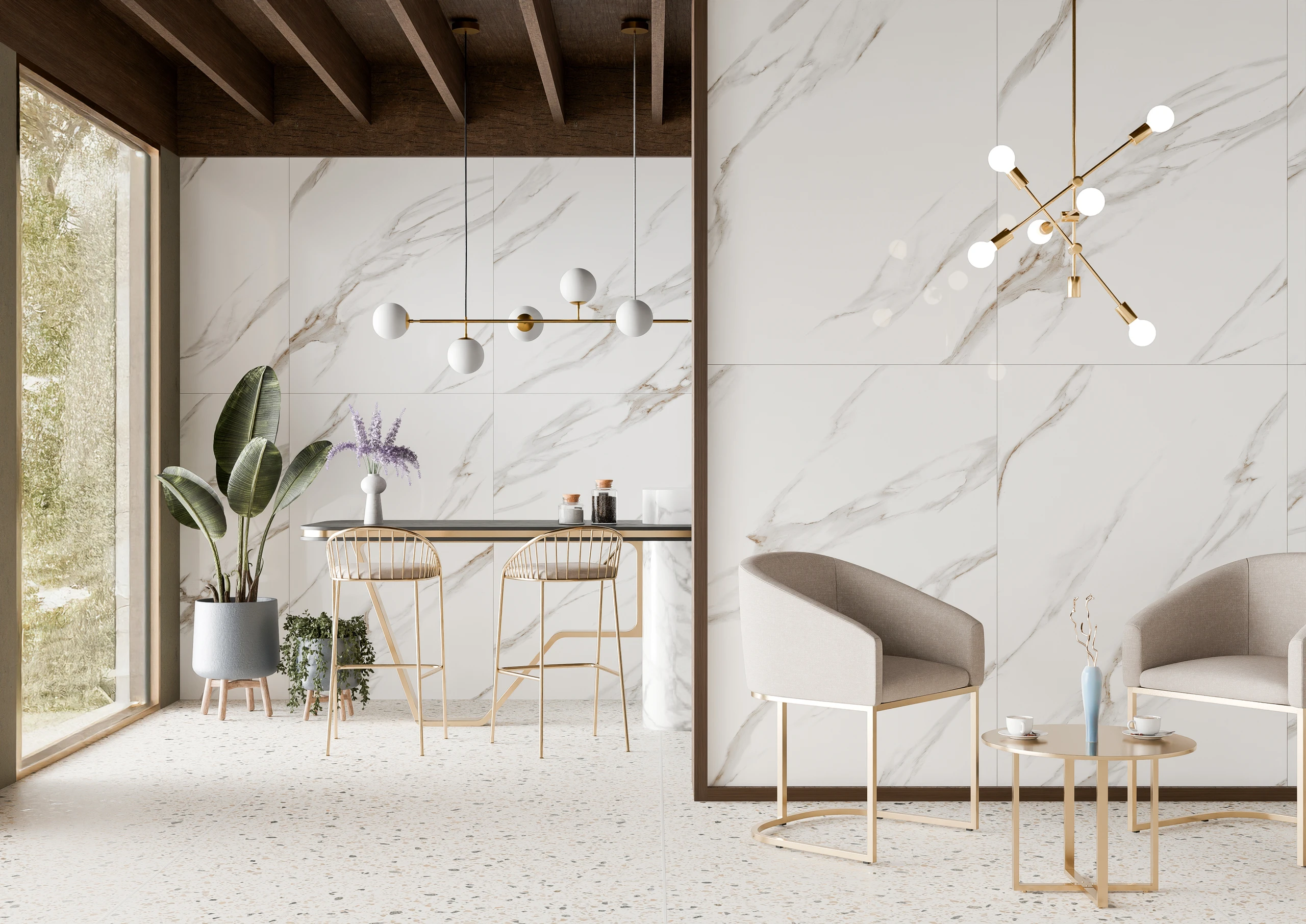 Finezza White - Premium Glossy,Matt finish White Marble ceramic tiles - Sez Industries