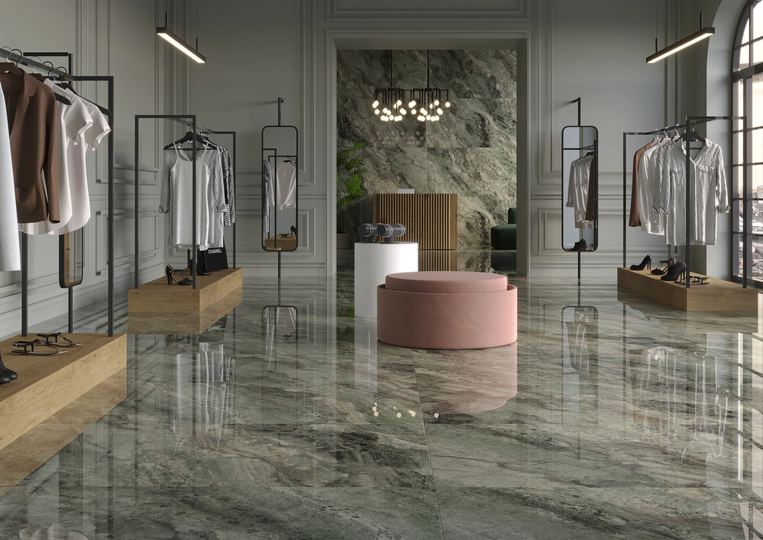 Starlite Green - Premium High Gloss finish Marble ceramic tiles - Sez Industries