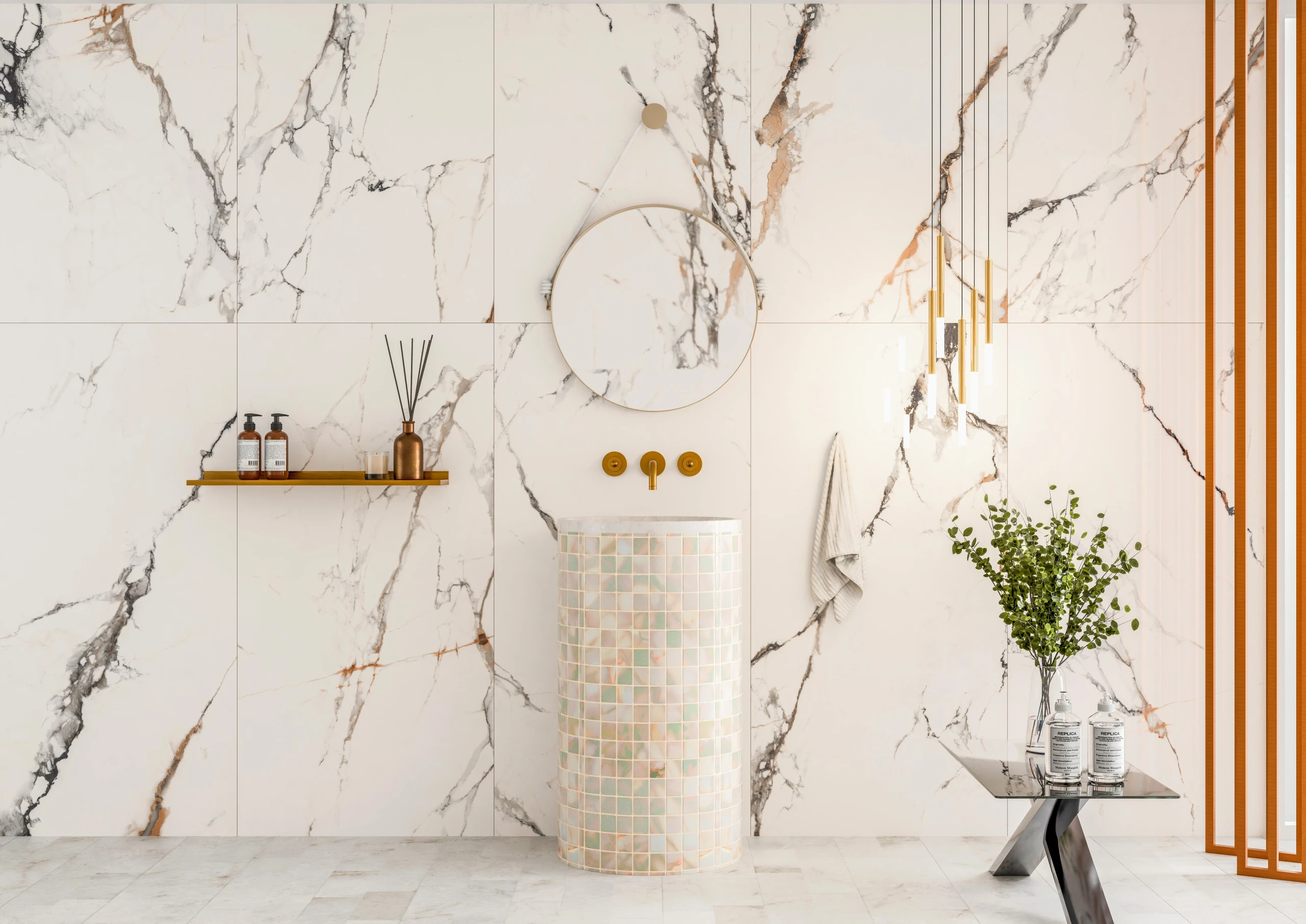 Icara Blanco - Premium Glossy,Matt finish White Marble ceramic tiles - Sez Industries