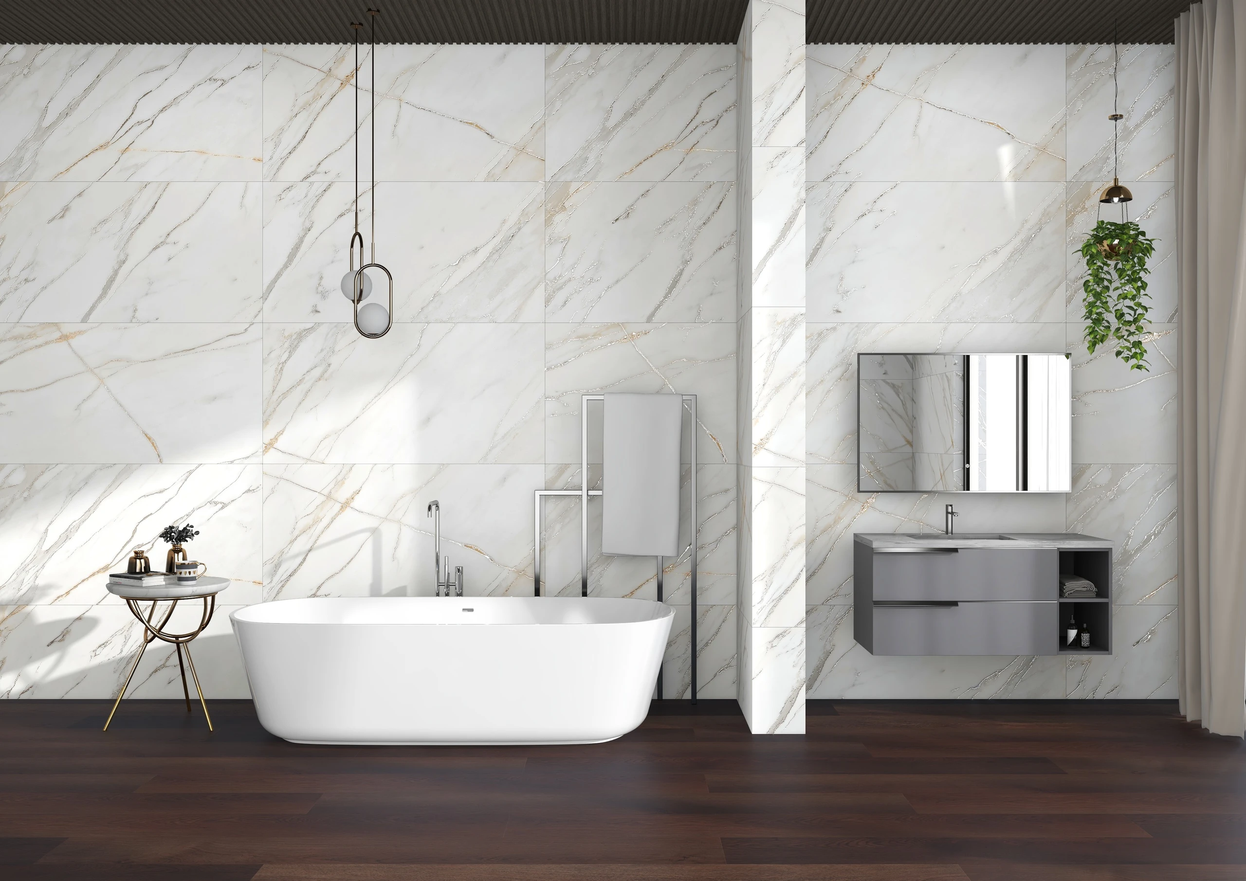 Nex Statuario Gold - Carving ceramic tiles in Gold color