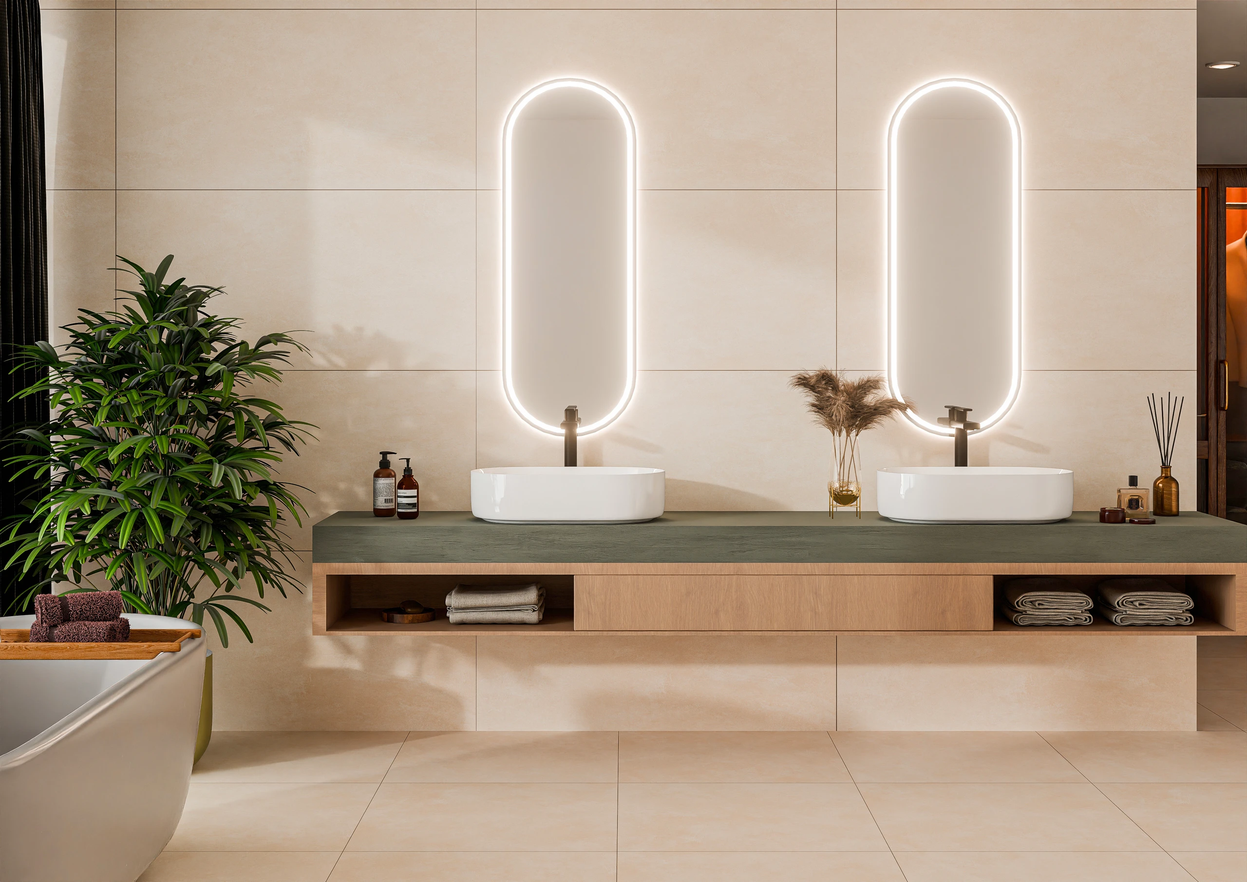Urbantek Beige - Matt Concrete ceramic tiles by Sez Industries