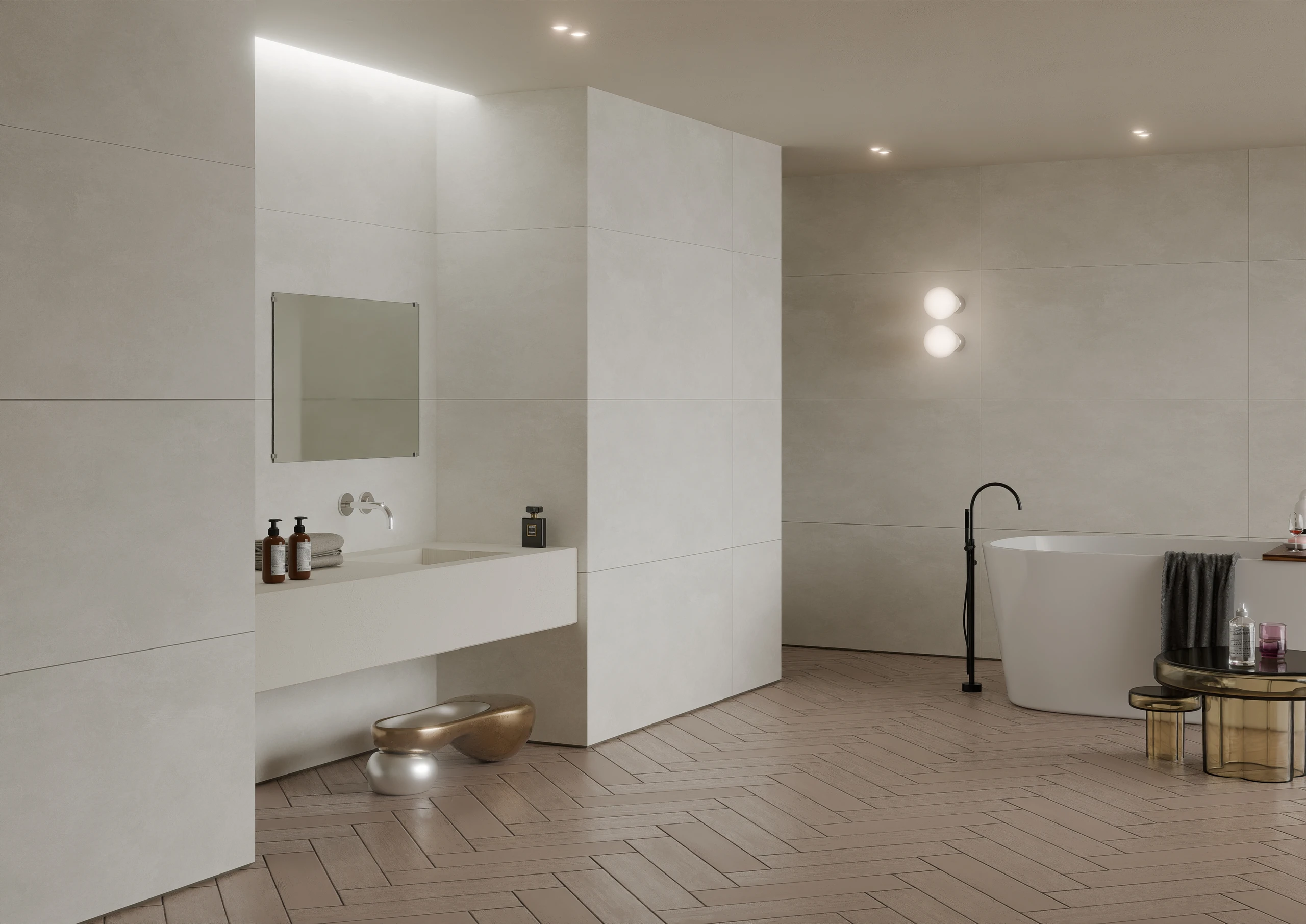 Urbantek Bianco - Matt Concrete ceramic tiles by Sez Industries