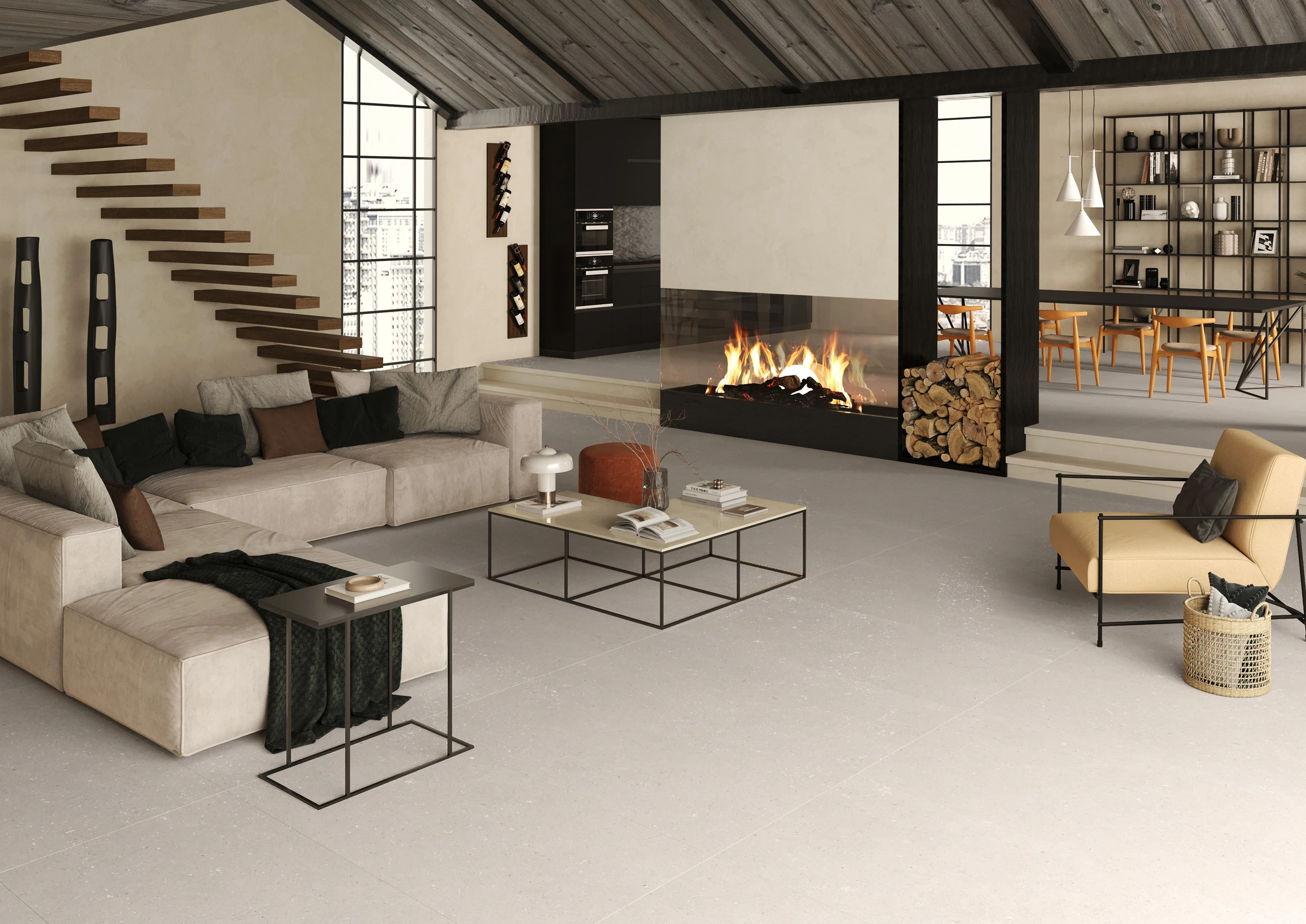 Windsar Ash - Premium Matt,Carving finish Stone ceramic tiles - Sez Industries